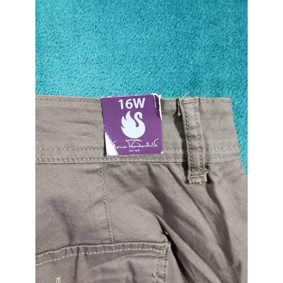 Gloria Vanderbilt Pants Size 16 W Womens Brown Stretch Capri Plus Cargo NWT - Picture 15 of 16